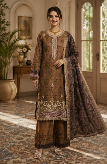 Luxury chiken kari embroidered lawn digital print (UNSTITCHED)